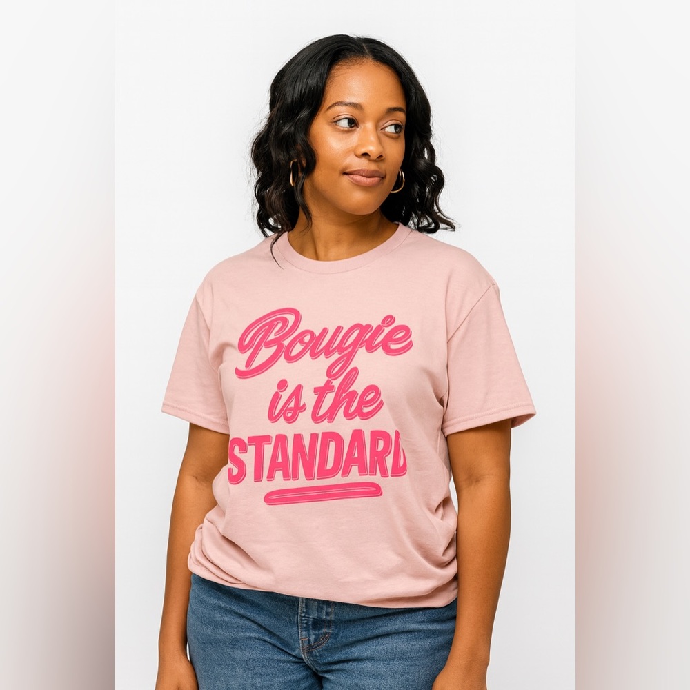 Bougie is the STANDARD Unisex Pink Tee - Picture 5 of 7